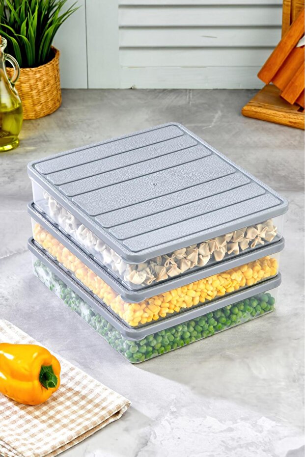 Set of 3 Self-Covering Deep Freezer Storage Containers Suitable for Multi-Purpose Use - 5