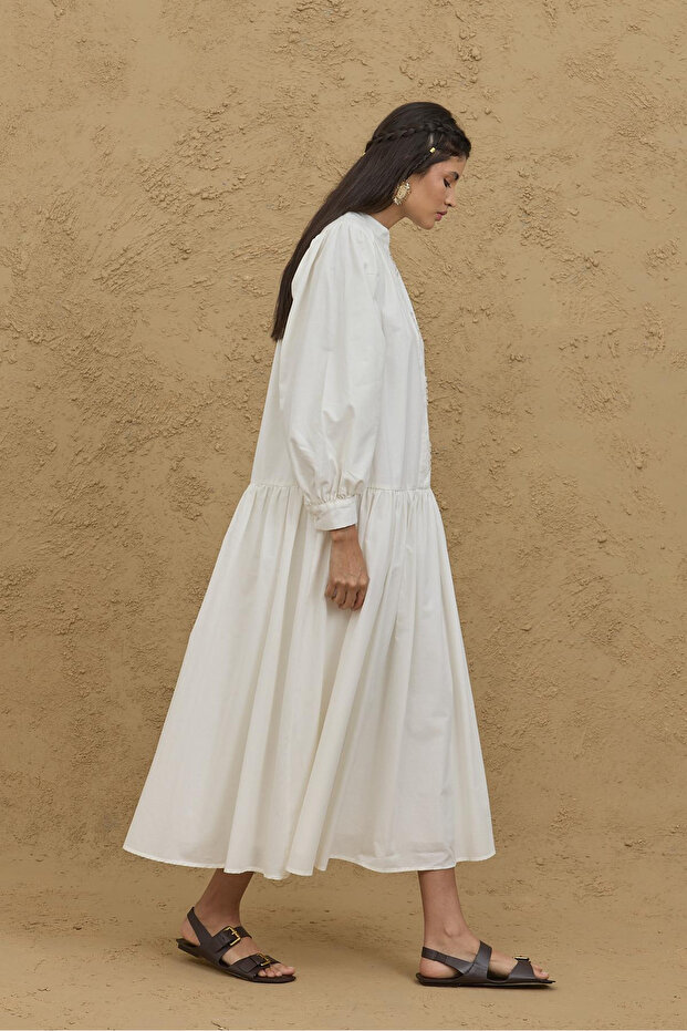 Çok Britli Elbise Ekru - 2