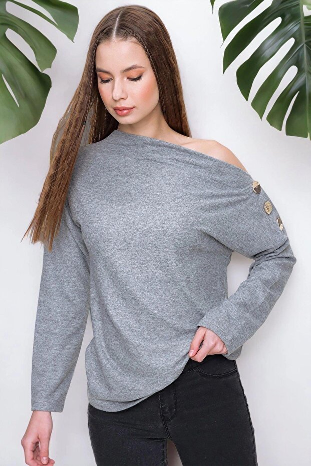 Women's Gray Collar Blouse - 700-2747