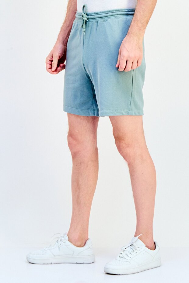 Men Solid Basic Shorts, Sage Green - 4