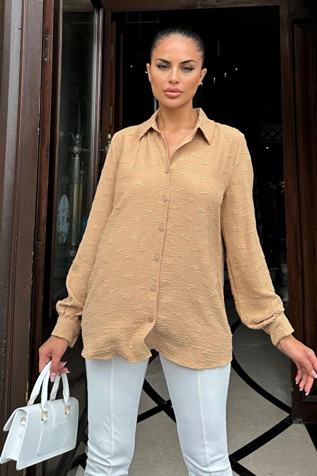 Women's Camel Long Shirt - 700-3554