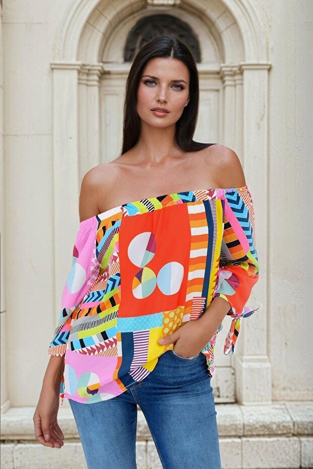 Women's Colorful Blouse - 700-t4013-1130