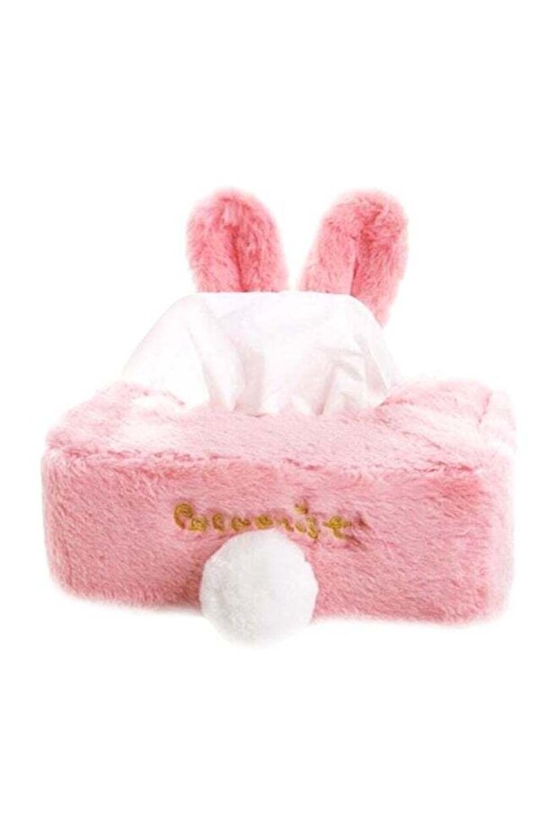 Rabbit Ears Plush Tissue Box Pink - 1
