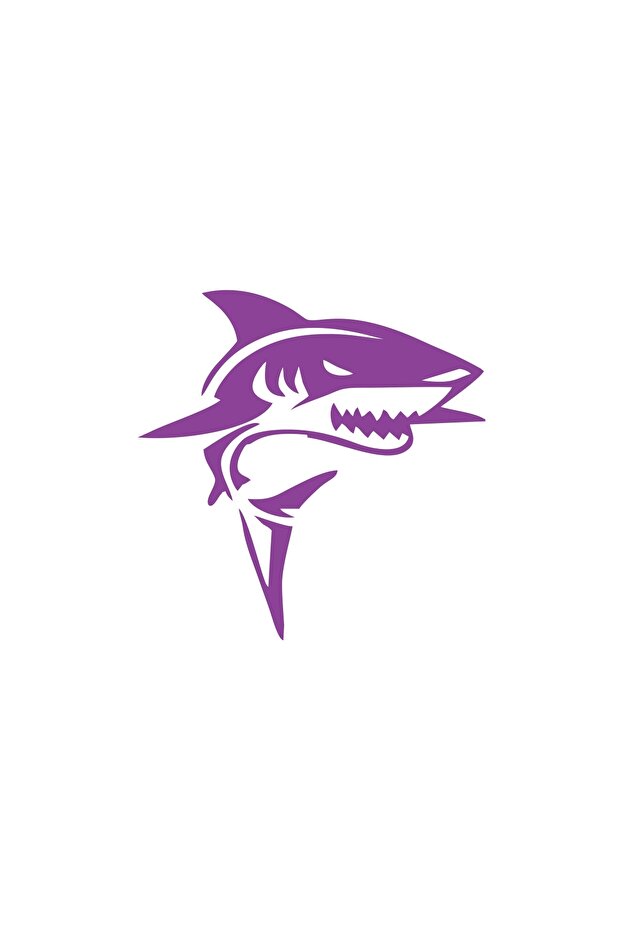 Angry Shark Car Sticker 17X17 cm Purple