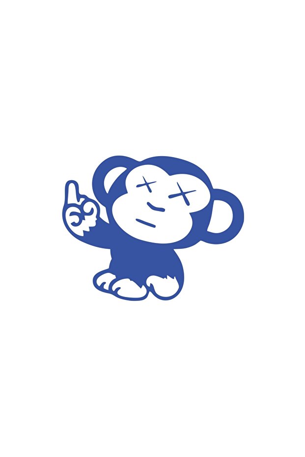 Monkey Car Sticker 17X17 cm Blue