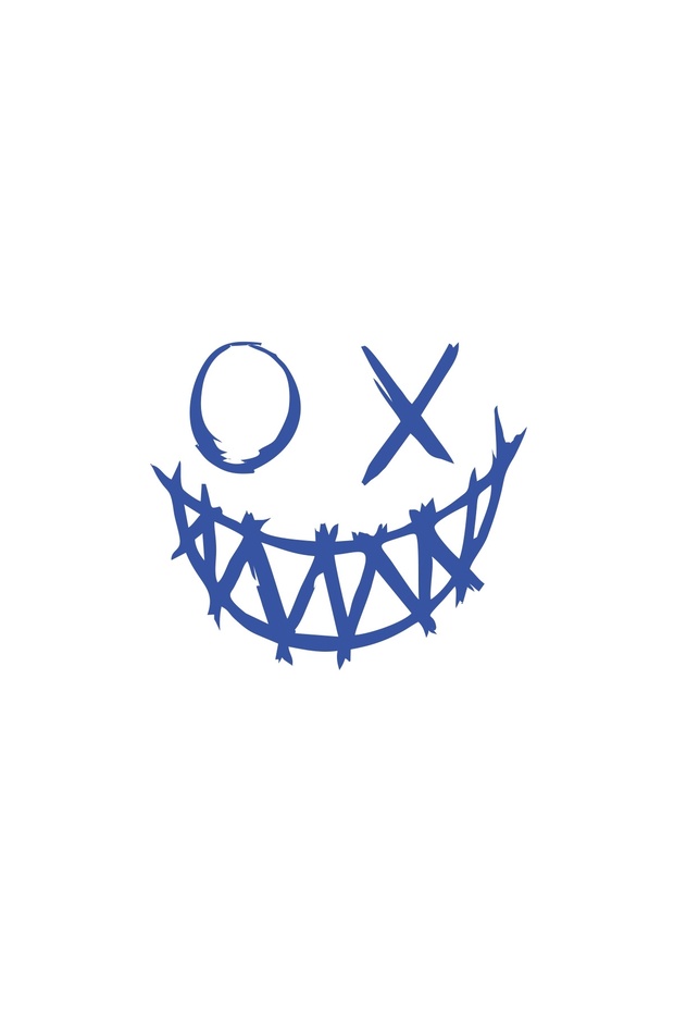 Devil Smiling Face Car Sticker 17X17 cm Blue