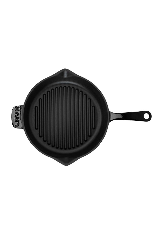 Döküm Yuvarlak Izgara Tava Döküm Demir Yekpare Saplı Çap(Ø)28cm. - 3