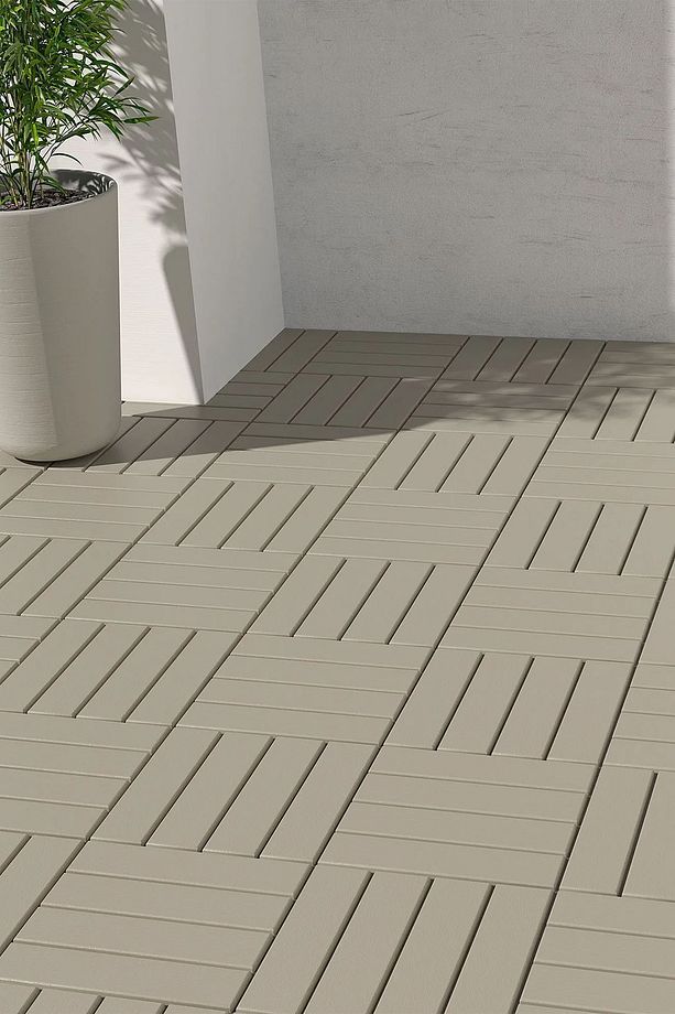 Bej Bahçe Yer Döşemesi 9 Adetli Set 0,81m2 Plastik Geçmeli 30X30cm AD074 - 2