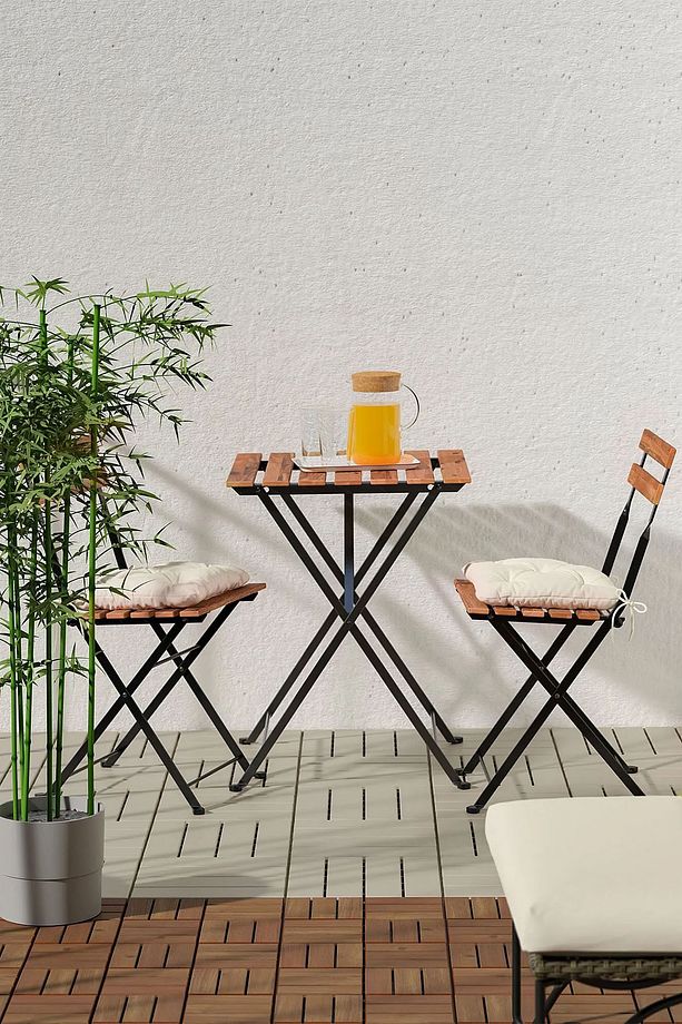 Bej Bahçe Yer Döşemesi 9 Adetli Set 0,81m2 Plastik Geçmeli 30X30cm AD074 - 6