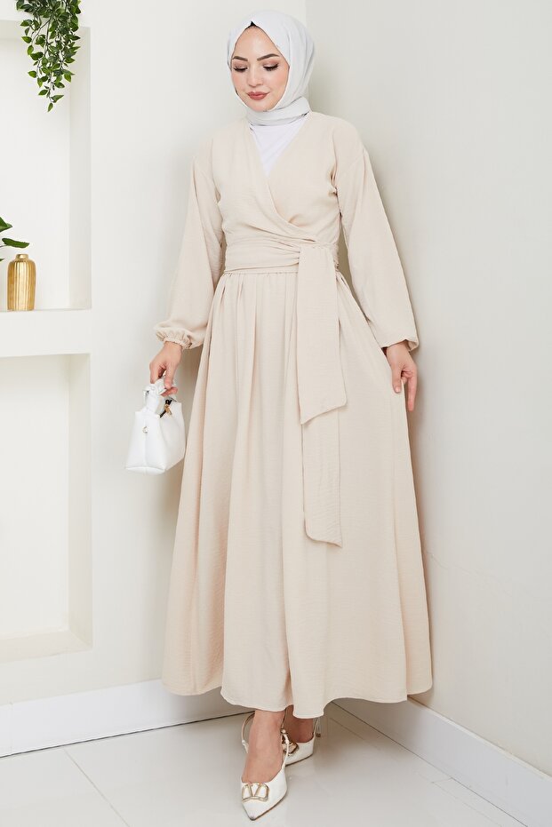 Belted Bolero Skirted Beige Set