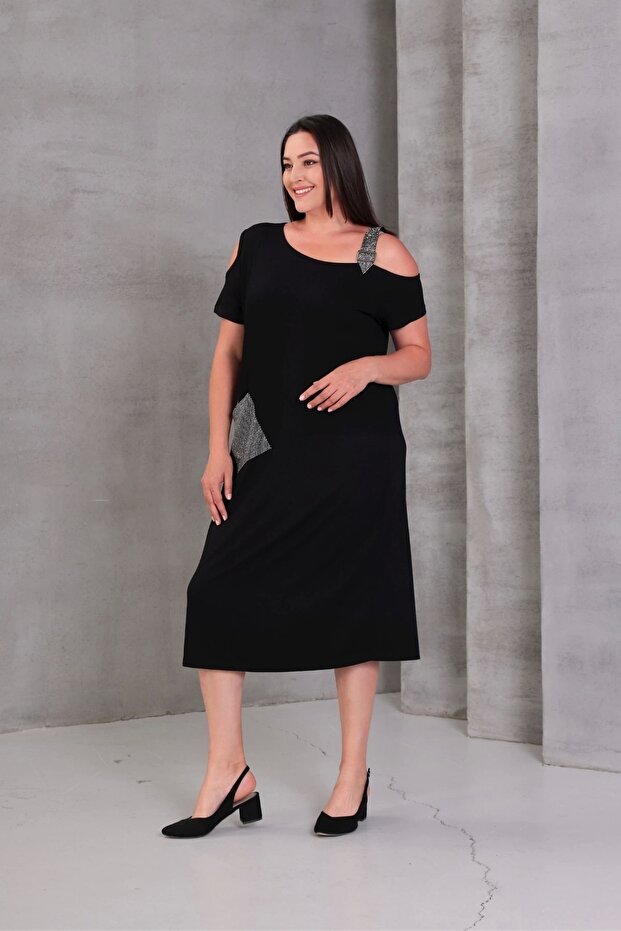 Askılı Cep Detaylı Elbise - 1