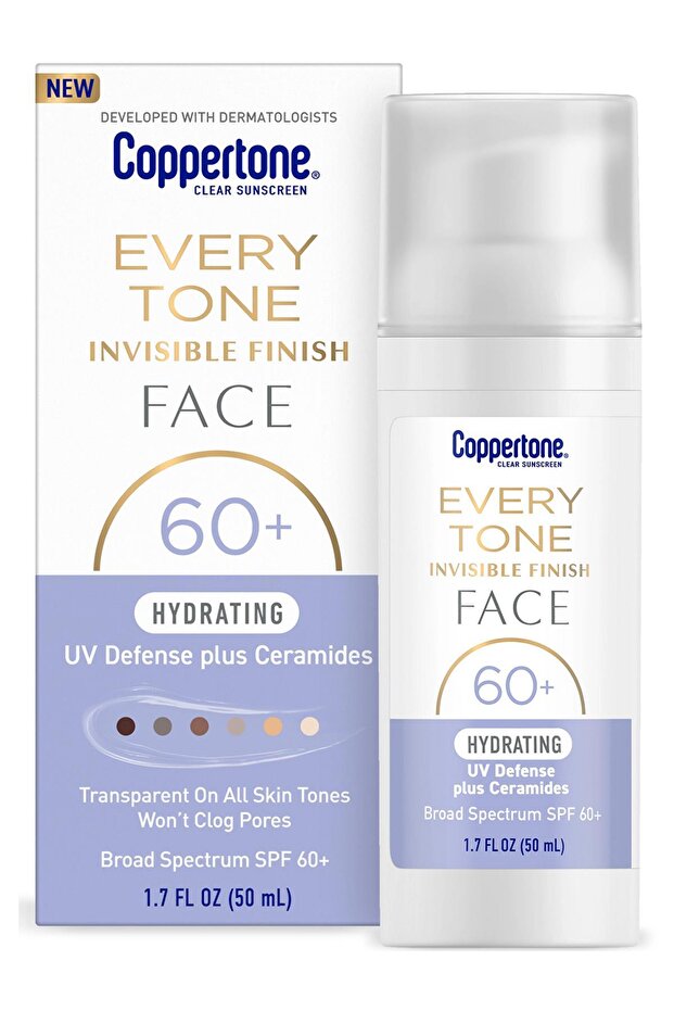 كريم الشمس الشفاف للوجه من إيفر تون SPF60+، 50 مل