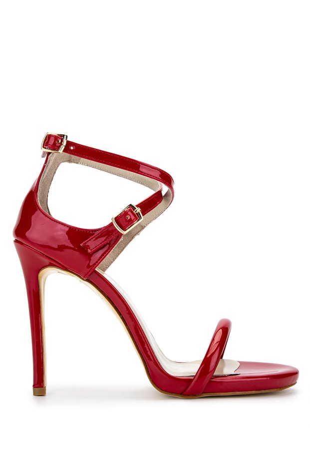 Women's Vegan Red Patent Leather Heeled Shoes