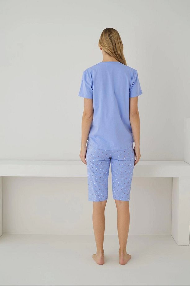 PİJAMONİ KADIN SÜPREM KISA KOLLU ALTI KAPRİ PİJAMA TAKIMI-2553-7 - 3