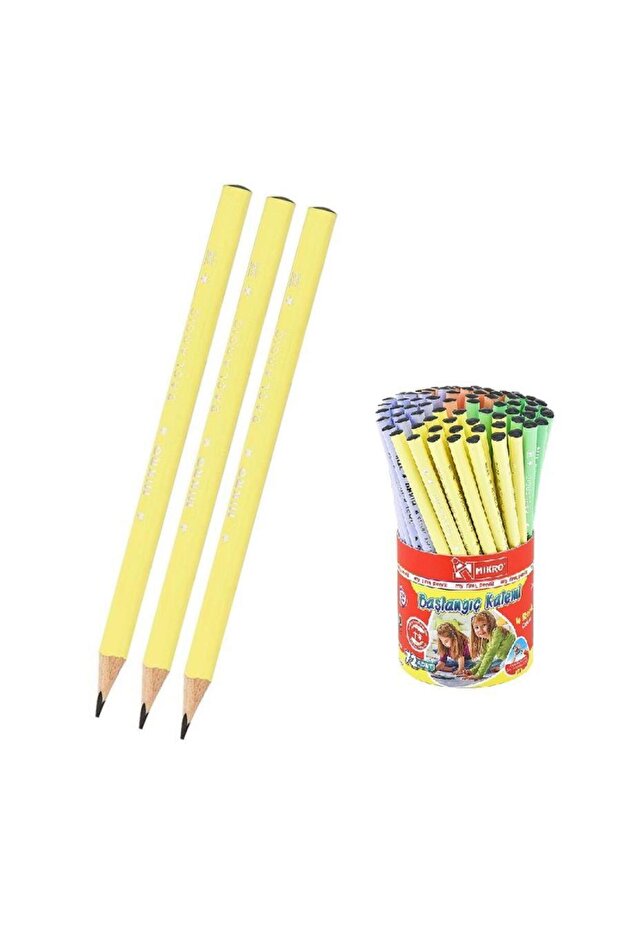 قلم رصاص مثلث جامبو أسود أولي، قلم رصاص أسود سميك، 3 قطع