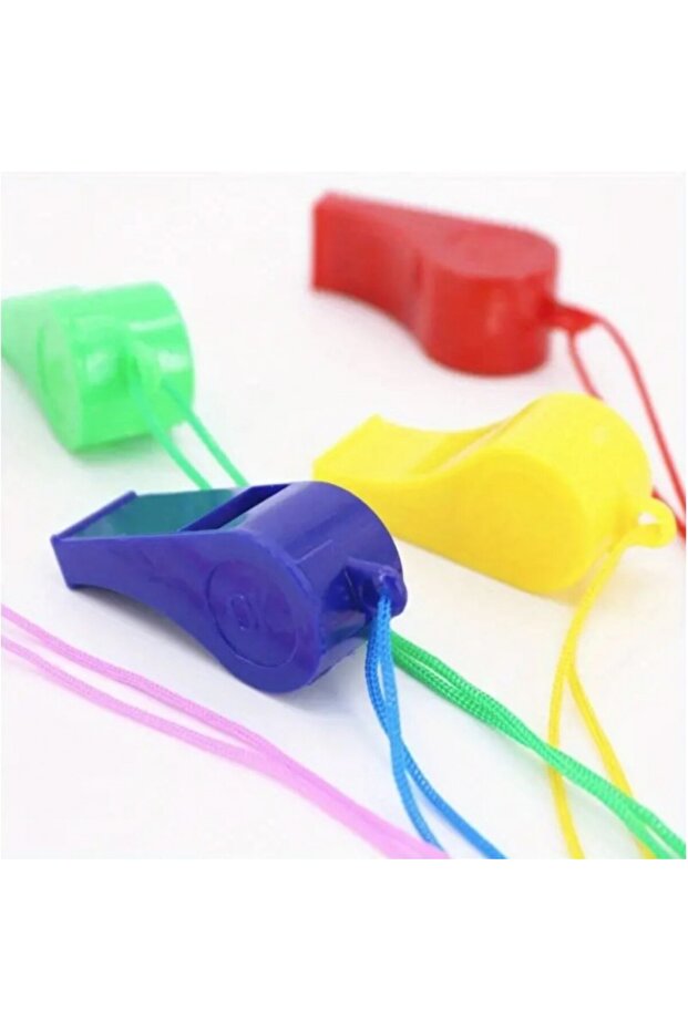 Set 5 fluiere cu snur arbitru, Plastic, Multicolor - 2