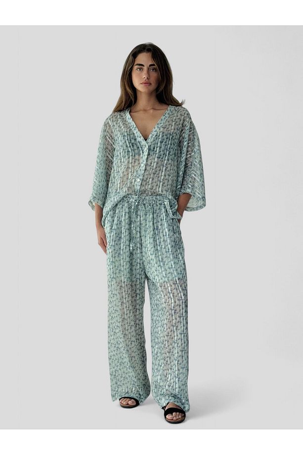 Tasarım Mint Şort Astarlı Şifon Pantolon - 3