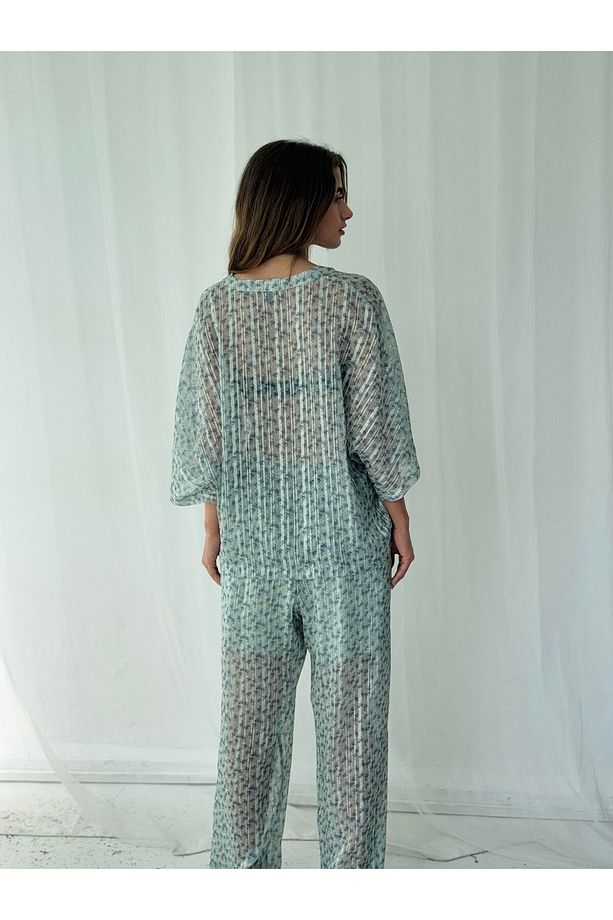 Tasarım Mint Şort Astarlı Şifon Pantolon - 5