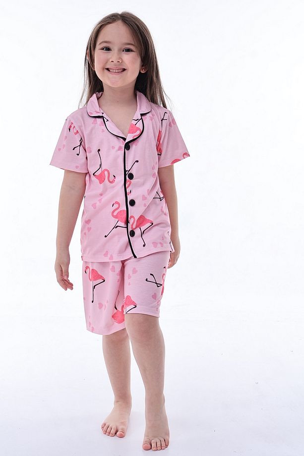 Kız Çocuk Pijama Takımı Kısa Kollu Şortlu - 4