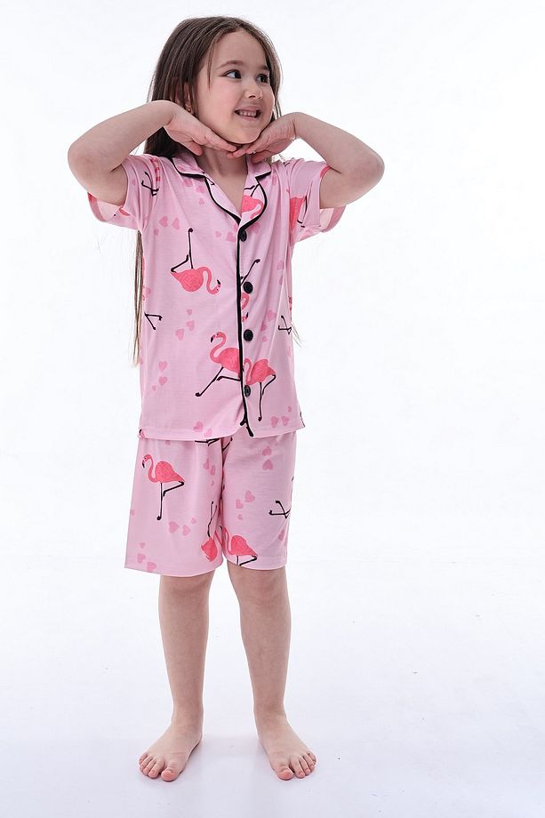 Kız Çocuk Pijama Takımı Kısa Kollu Şortlu - 3