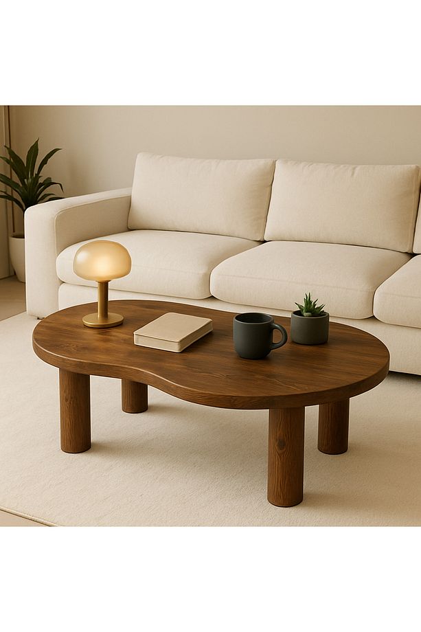 Modern Tasarımlı Masif Ahşap Orta Sehpa Minimal ve Şık Masif Ahşap Sehpa Doğal Dokulu - 3