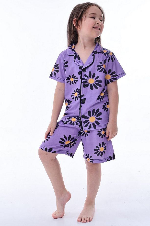 Kız Çocuk Pijama Takımı Kısa Kollu Şortlu - 1