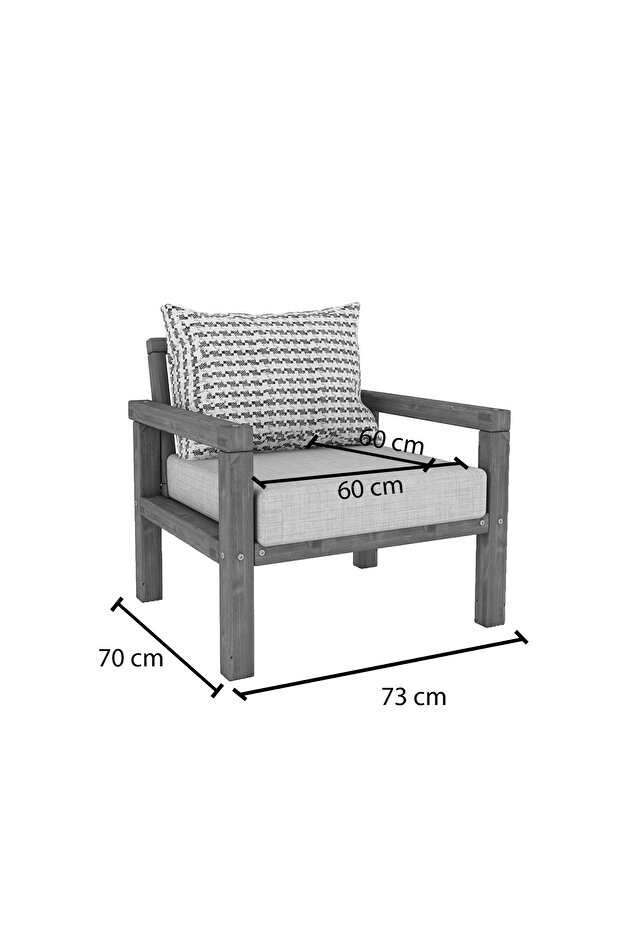 Rustik Tekli Ahşap Kanepe Teak Renk - 5