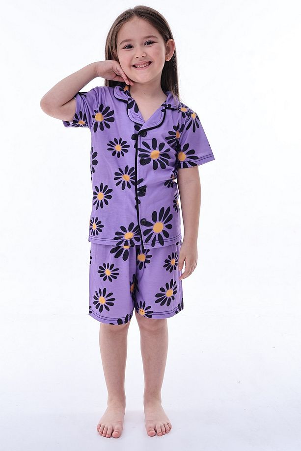 Kız Çocuk Pijama Takımı Kısa Kollu Şortlu - 3