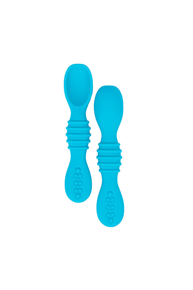 ملاعق تدريب الأطفال للمرحلة الأولى من بيبيز بيسيك ذات الطرف الناعم المصنوعة من السيليكون والخالية من مادة BPA - لون أزرق - 1