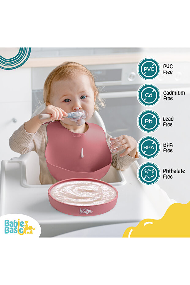 لوحة تغذية سيليكون مع شفط - وردي - 4