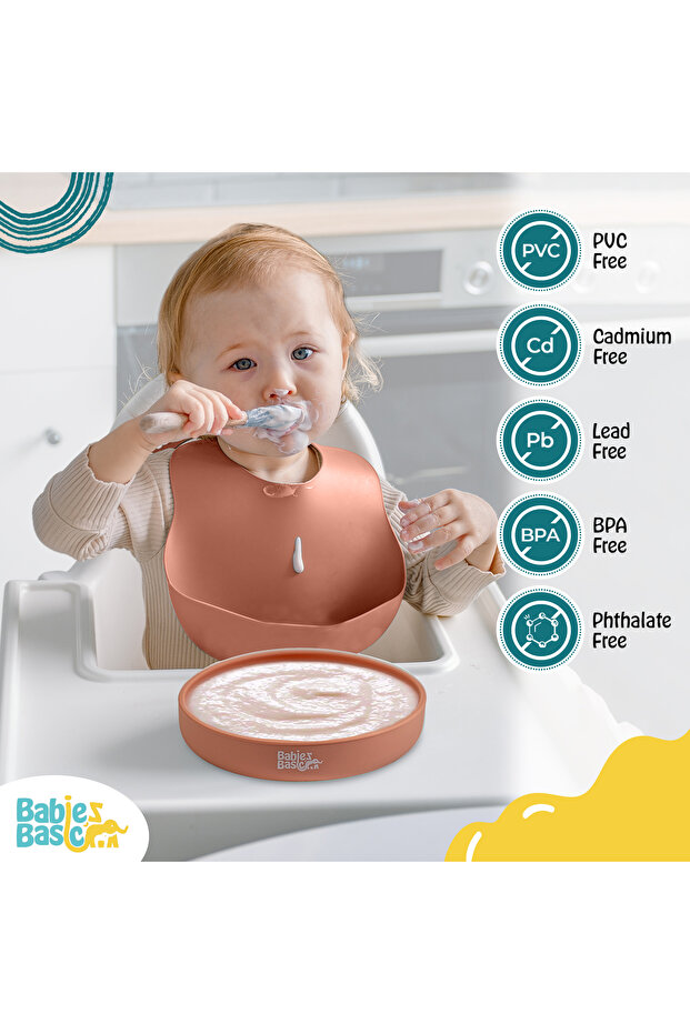 صفيحة تغذية من السيليكون مع شفط - بني - 4