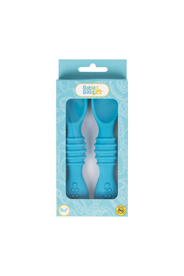 ملاعق تدريب الأطفال للمرحلة الأولى من بيبيز بيسيك ذات الطرف الناعم المصنوعة من السيليكون والخالية من مادة BPA - لون أزرق - 4