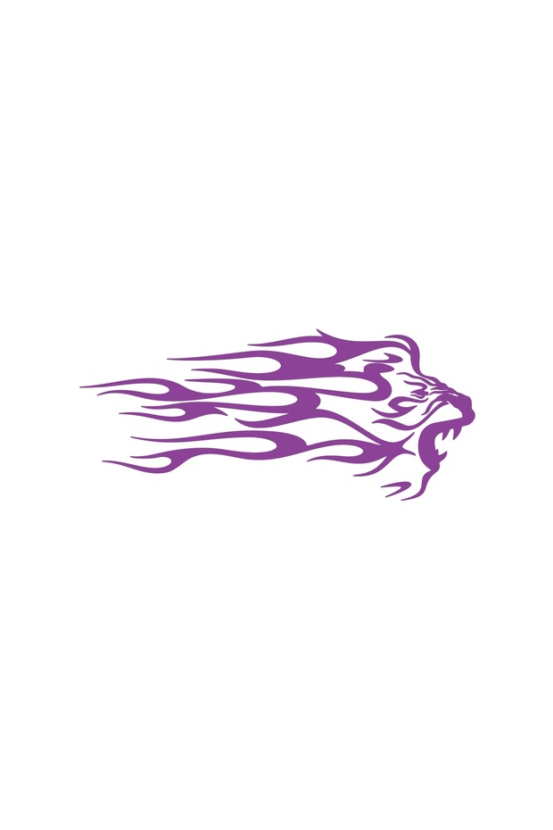 Flaming Lion Sticker 17X17 cm Purple