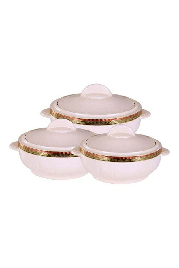 3-Piece Casserole Set White Small Casserole 1.2, Medium Casserole 1.6, Big Casserole 2.5Liters