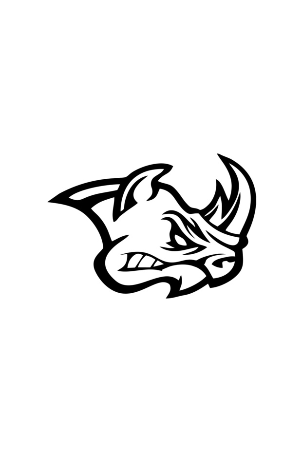 Angry Rhino Sticker 17X17 cm Black