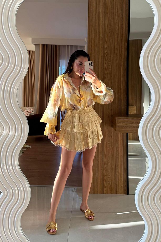 Audrey Hardal Dantel Geçişli Şort Etek - 2