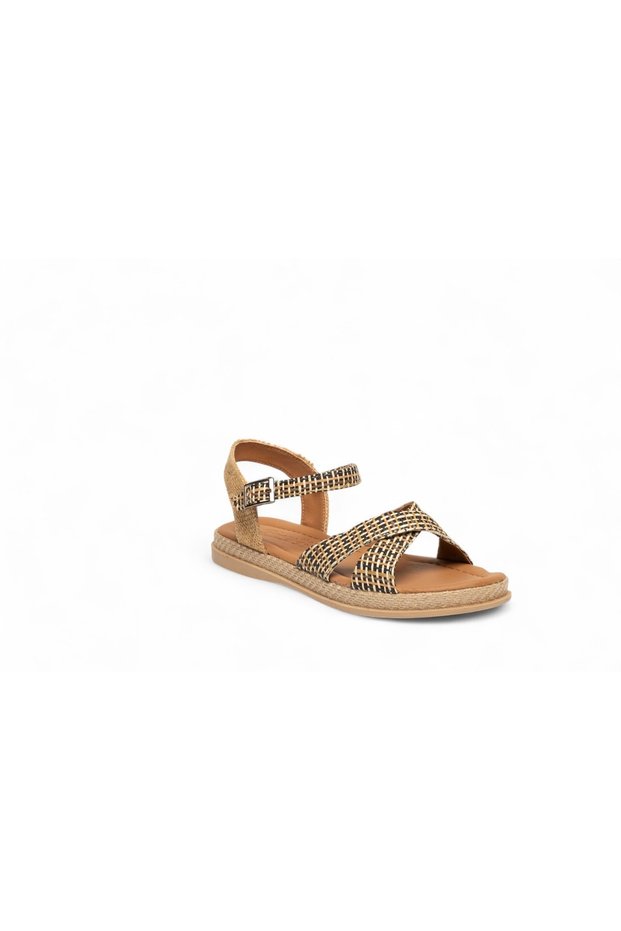 New Season Ital Material Cross Straw Detailed Sandals Shoes