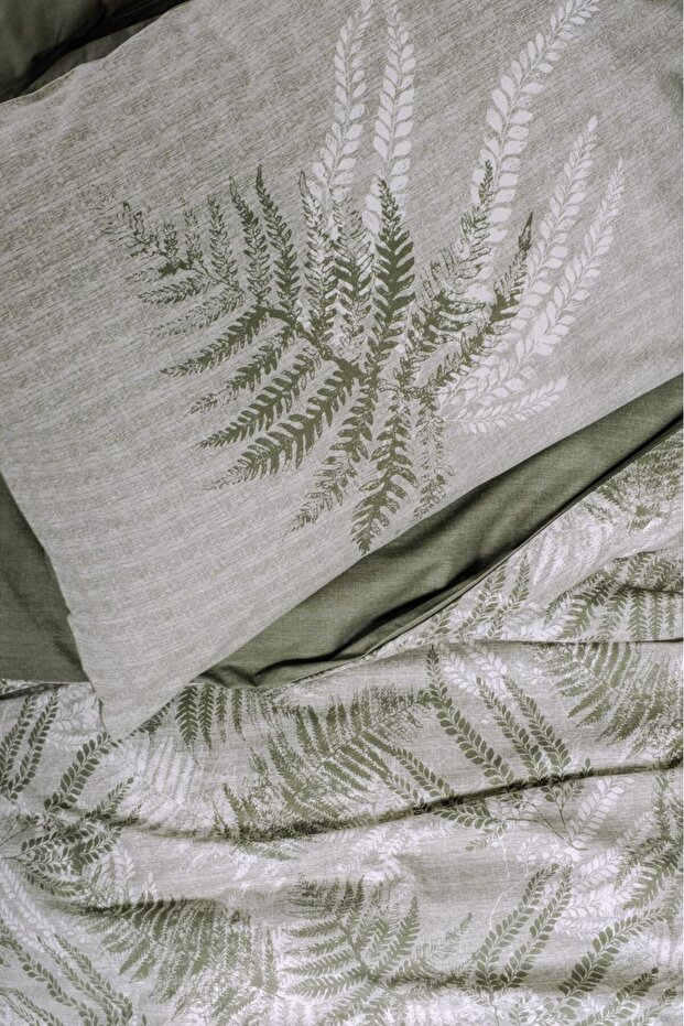 Dual Tek Kişilik Nevresim Takımı Frond Haki - 3