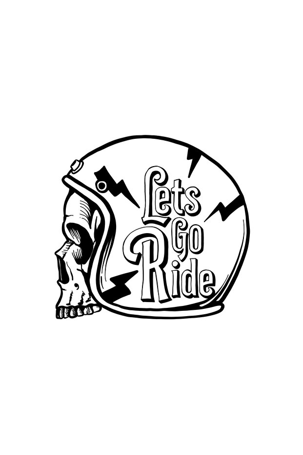 ملصق Lets GO Ride مقاس 17x17 سم باللون الأسود