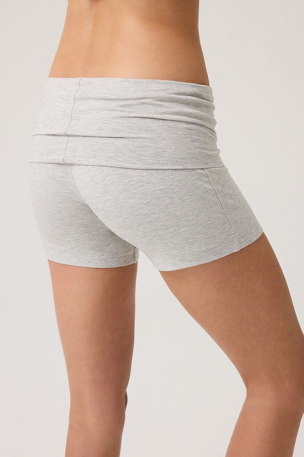 Gri Katlanabilir Bel Detaylı Şort Lounge Shorts - 2
