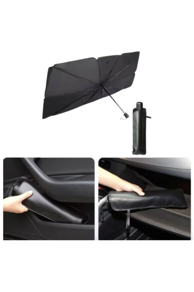 Foldable umbrella-type sunshade for windshield, UV resistant - 3