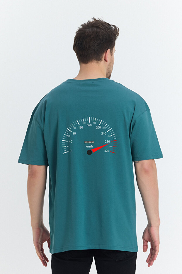 Men's Crew Neck Speed Limit Back Printed Oversize T-Shirt