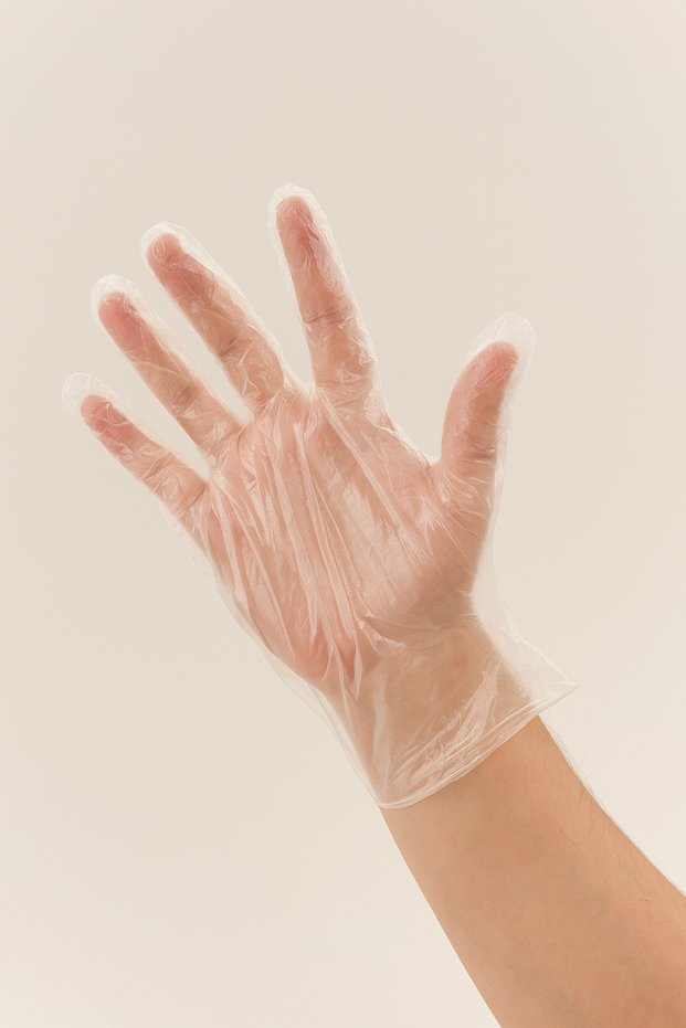 500 Pieces 5 Packs Standard Size Bag Gloves Squeaky Transparent White Grocery Gloves