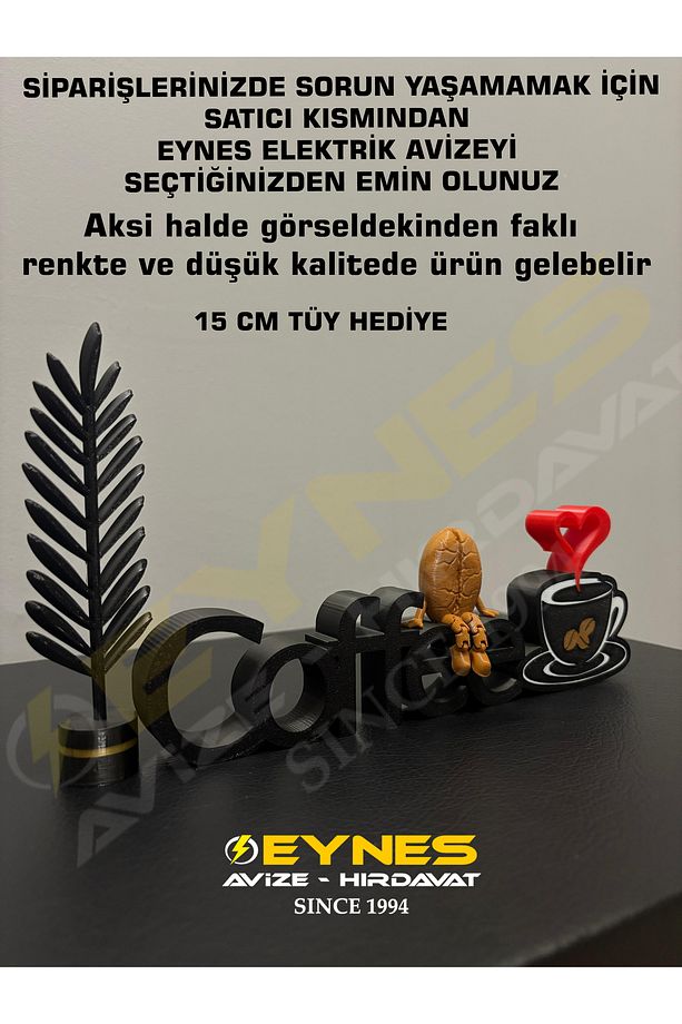 Kahve Köşesi Dekoru Coffe Yazısı kahve çekirdeği Dekoru Tüy Hediyeli - 3
