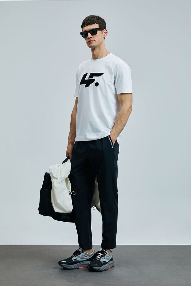 LUFİAN Onıx Modern Grafik T- Shirt Siyah - 4