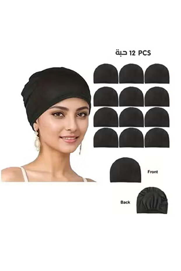 قبعة بلوفر لون اسود 12 حبة (درزن كامل) - 1