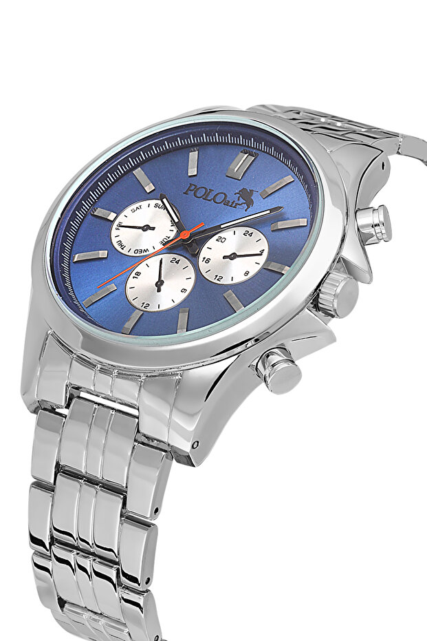 Classic Men's Wrist Watch Silver Navy Blue Color Pl-0997E2X