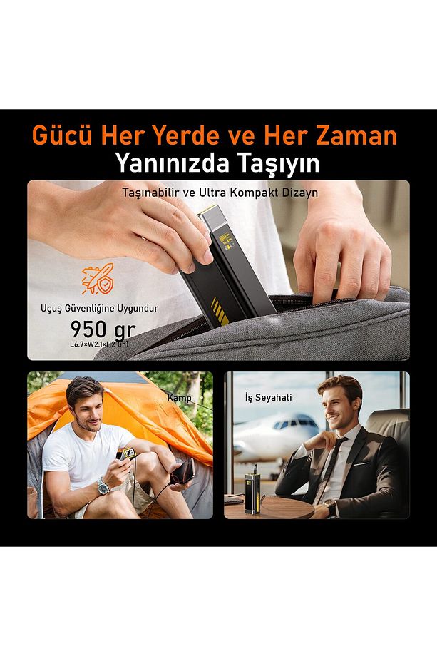 Youth 140W 3 Portlu Şarj Adaptörü, 27.600 mAh 240W PD3.1 Powerbank, 140W LED Ekranlı Naylon Örg - 7