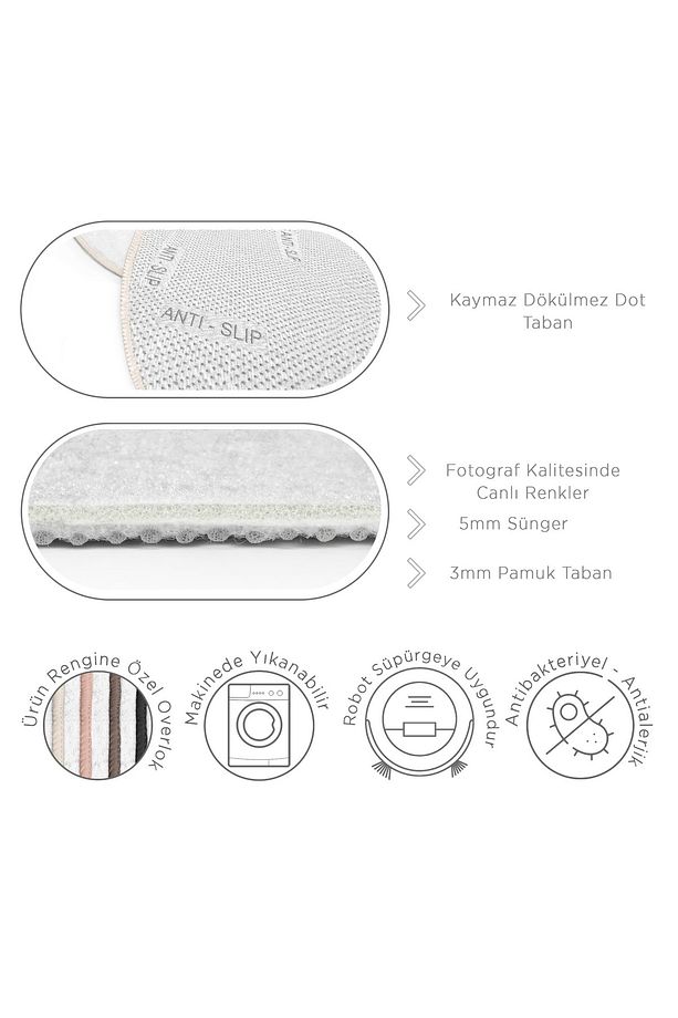 Minimalist Yuvarlak Salon Halısı - Kaymaz Taban, 8mm Hav Yüksekliği ile Şık ve Fonksiyonel - 6