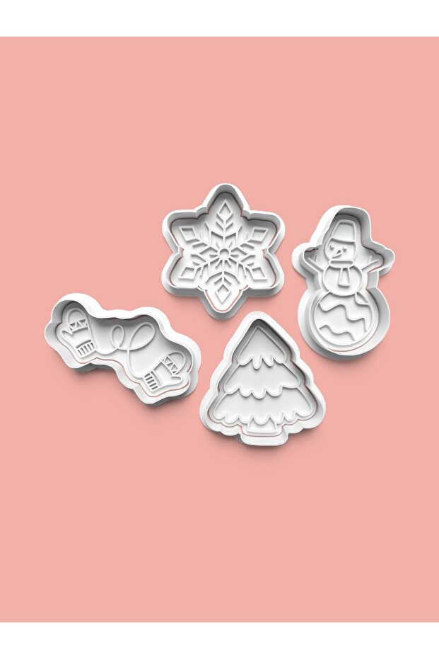 Snowy Winter Season Theme Cookie Mold and Sugar Dough Mold Set of 4 0487-Set